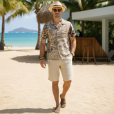 Tiki Dunes – Khaki Tribal Aloha Shirt